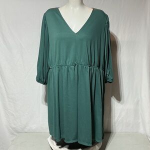 Ava & Viv Womens Green Stretch Baby Doll ALine Dress Sz 4X